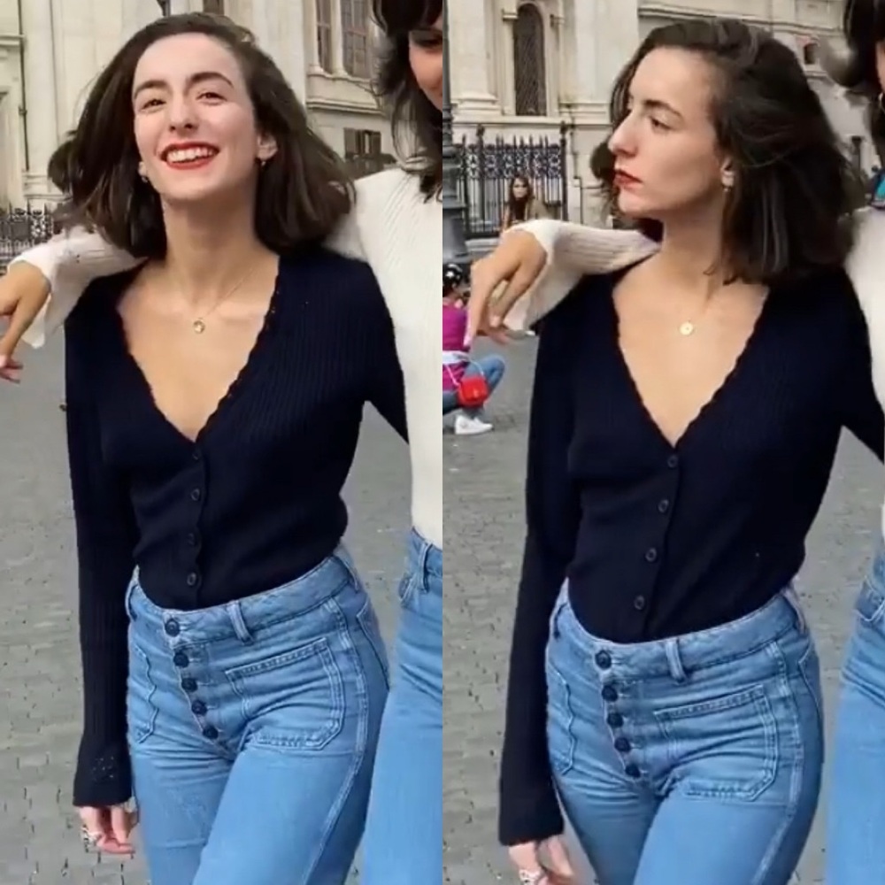 Diane Kari Paris Cashmere Wool Blend Navy Blue Cardigan V-Neck Sweater Large